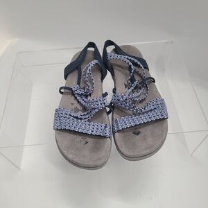 Skechers Women’s Size 8 Blue Slingback Reggae Slim Stretch Memory Foam Sandals